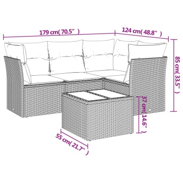 Set mobilier de grădină cu perne, 5 piese, negru, poliratan - Img 3