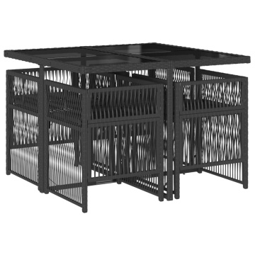 Set mobilier de grădină cu perne, 5 piese, negru, poliratan - Img 3