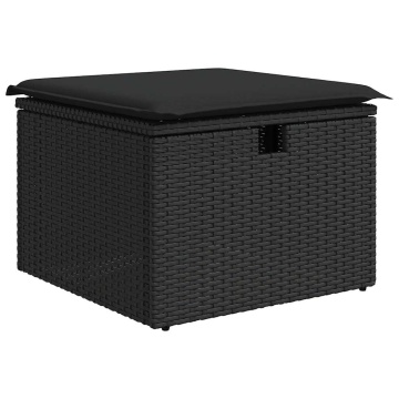 Set mobilier de grădină cu perne, 5 piese, negru, poliratan - Img 8