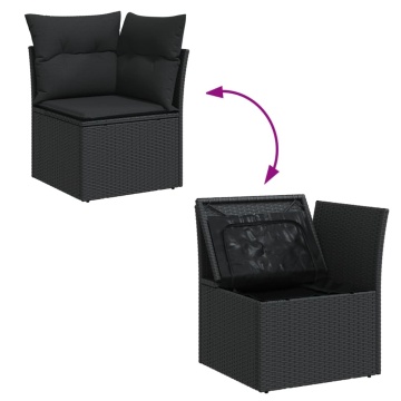Set mobilier de grădină cu perne, 5 piese, negru, poliratan - Img 7