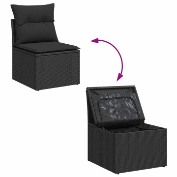 Set mobilier de grădină cu perne, 5 piese, negru, poliratan - Img 6