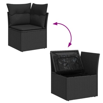 Set mobilier de grădină cu perne, 5 piese, negru, poliratan - Img 6
