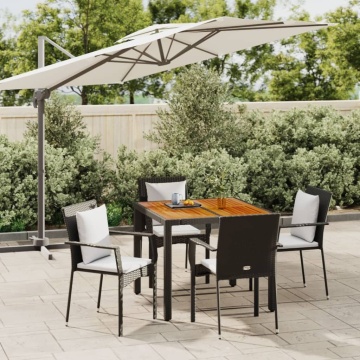 Set mobilier de grădină cu perne, 5 piese, negru, poliratan - Img 1