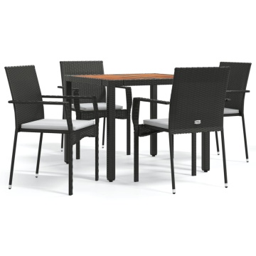 Set mobilier de grădină cu perne, 5 piese, negru, poliratan - Img 2