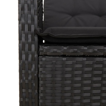 Set mobilier de grădină cu perne, 5 piese, negru, poliratan - Img 7