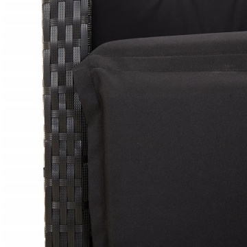 Set mobilier de grădină cu perne, 5 piese, negru, poliratan - Img 5
