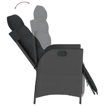 Set mobilier de grădină cu perne, 5 piese, negru, poliratan - Img 4