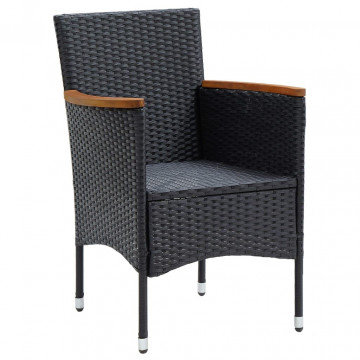 Set mobilier de grădină cu perne, 5 piese, negru, poliratan - Img 8