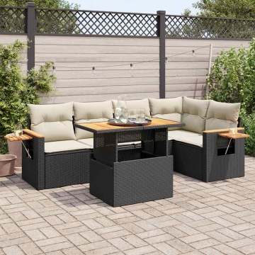 Set mobilier de grădină cu perne, 5 piese,poliratan/lemn acacia - Img 1