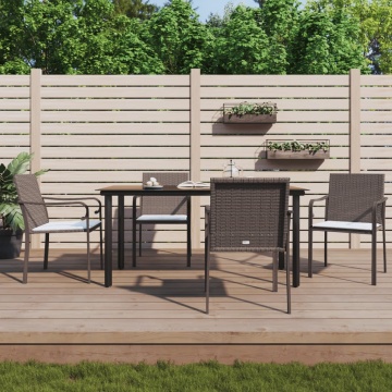 Set mobilier de grădină cu perne, 5 piese, poliratan și oțel - Img 1