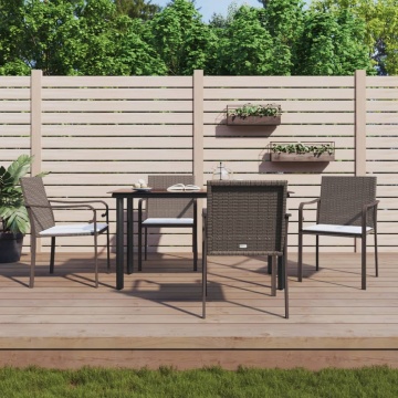 Set mobilier de grădină cu perne, 5 piese, poliratan și oțel - Img 1