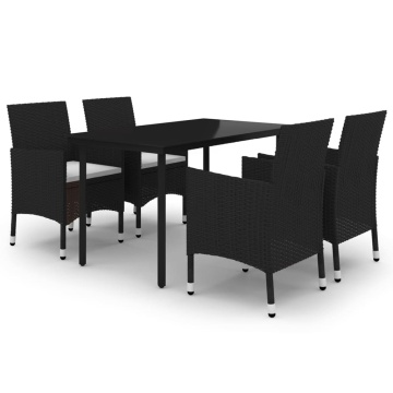 Set mobilier de grădină cu perne 5 piese poliratan & sticlă - Img 2