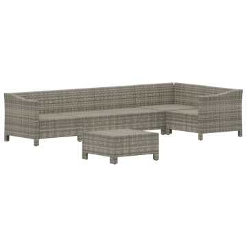 Set mobilier de grădină cu perne, 6 piese, gri, poliratan - Img 4