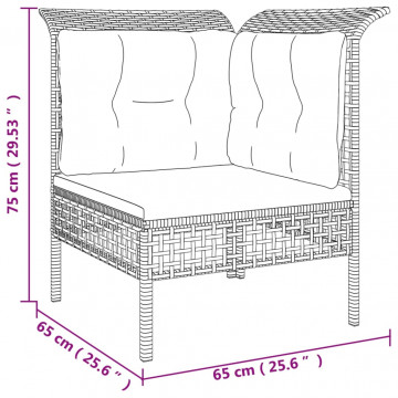 Set mobilier de grădină cu perne, 6 piese, gri, poliratan - Img 6