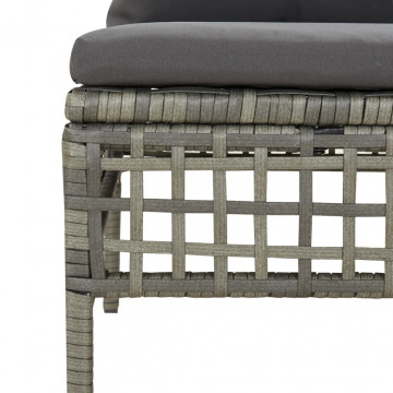 Set mobilier de grădină cu perne, 6 piese, gri, poliratan - Img 6