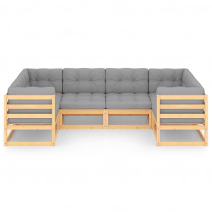 Set mobilier de grădină cu perne, 6 piese, lemn de pin masiv - Img 2