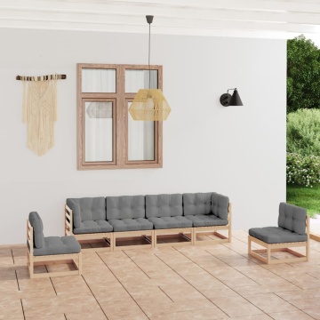 Set mobilier de grădină cu perne, 6 piese, lemn masiv de pin - Img 1