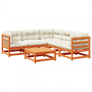 Set mobilier de grădină cu perne, 6 piese, lemn masiv de pin - Img 2
