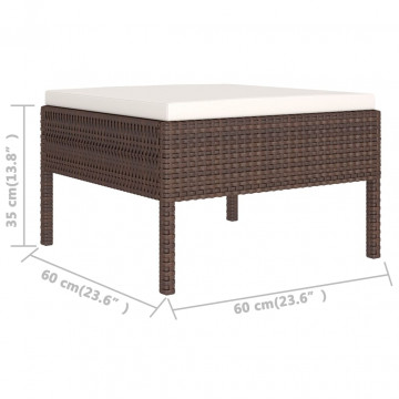 Set mobilier de grădină cu perne, 6 piese, maro, poliratan - Img 7
