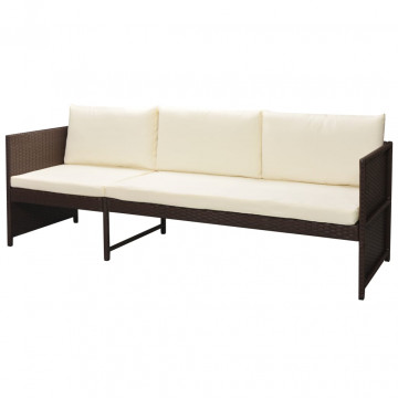 Set mobilier de grădină cu perne, 6 piese, maro, poliratan - Img 4