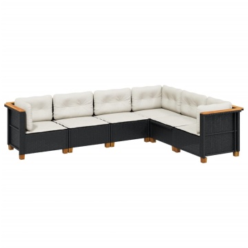Set mobilier de grădină cu perne, 6 piese, negru, poliratan - Img 2