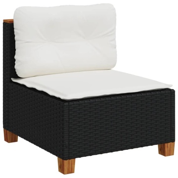 Set mobilier de grădină cu perne, 6 piese, negru, poliratan - Img 8