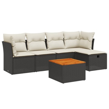 Set mobilier de grădină cu perne, 6 piese, negru, poliratan - Img 2