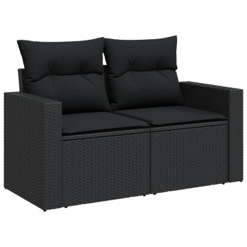 Set mobilier de grădină cu perne, 6 piese, negru, poliratan - Img 8