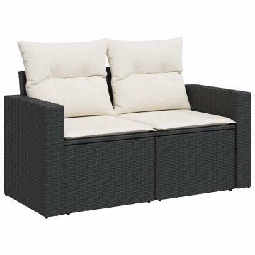 Set mobilier de grădină cu perne, 6 piese, negru, poliratan - Img 8