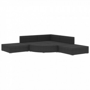 Set mobilier de grădină cu perne, 6 piese, negru, poliratan - Img 3