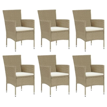Set mobilier de grădină cu perne, 7 piese, bej, poliratan - Img 3