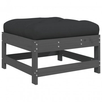 Set mobilier de grădină cu perne, 7 piese, gri, lemn masiv - Img 6