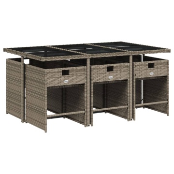 Set mobilier de grădină cu perne, 7 piese, gri, poliratan - Img 3