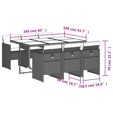 Set mobilier de grădină cu perne, 7 piese, gri, poliratan - Img 5