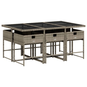 Set mobilier de grădină cu perne, 7 piese, gri, poliratan - Img 3