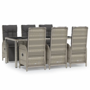 Set mobilier de grădină cu perne, 7 piese, gri, poliratan - Img 2