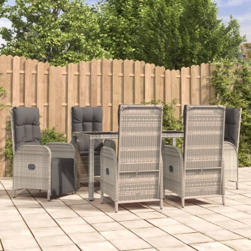 Set mobilier de grădină cu perne, 7 piese, gri, poliratan - Img 1