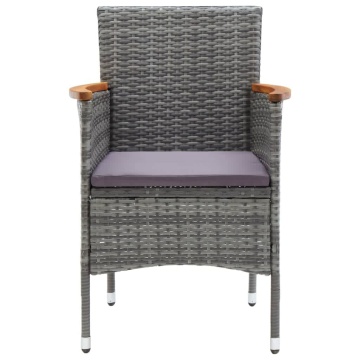 Set mobilier de grădină cu perne, 7 piese, gri, poliratan - Img 8