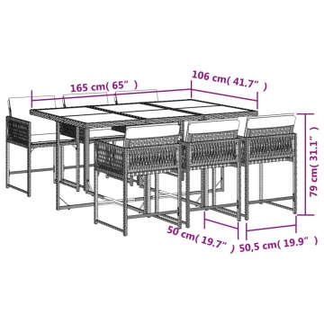 Set mobilier de grădină cu perne, 7 piese, gri, poliratan - Img 4