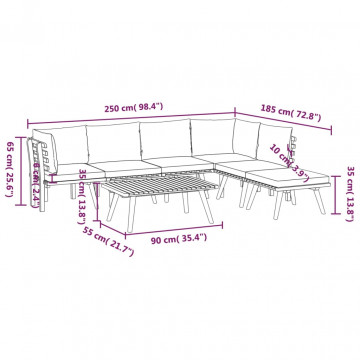 Set mobilier de grădină cu perne, 7 piese, lemn masiv acacia - Img 7