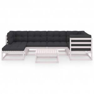 Set mobilier de grădină cu perne, 7 piese, lemn masiv de pin - Img 2