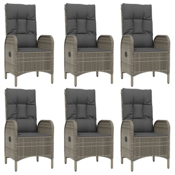 Set mobilier de grădină cu perne, 7 piese, negru/gri, poliratan - Img 4