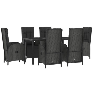 Set mobilier de grădină cu perne, 7 piese, negru/gri, poliratan - Img 3