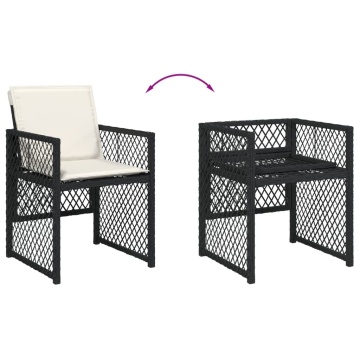 Set mobilier de grădină cu perne, 7 piese, negru, poliratan - Img 5