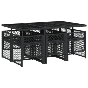Set mobilier de grădină cu perne, 7 piese, negru, poliratan - Img 8