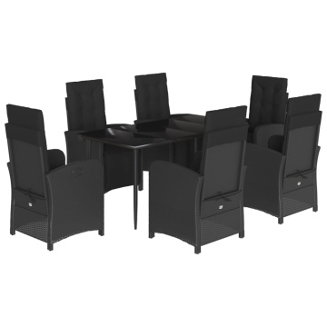Set mobilier de grădină cu perne, 7 piese, negru, poliratan - Img 2