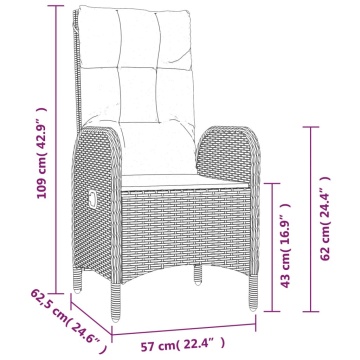 Set mobilier de grădină cu perne, 7 piese, negru, poliratan - Img 7