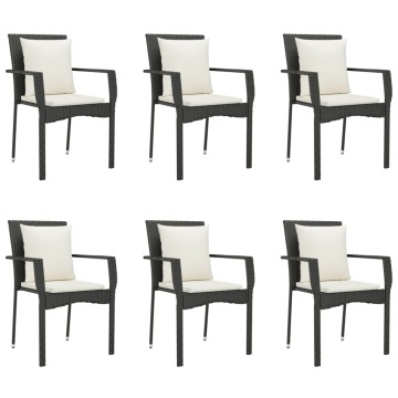 Set mobilier de grădină cu perne, 7 piese, negru, poliratan - Img 4