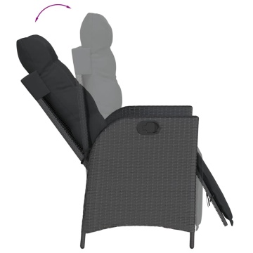 Set mobilier de grădină cu perne, 7 piese, negru, poliratan - Img 4