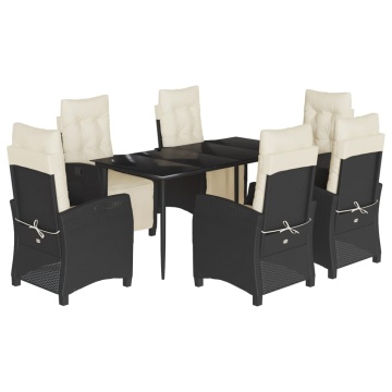 Set mobilier de grădină cu perne, 7 piese, negru, poliratan - Img 2